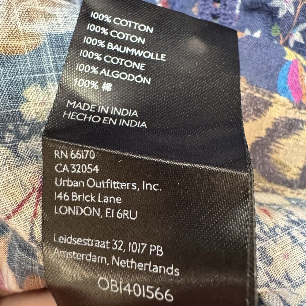 Anthropologie Pilcro Ladder Lace Tunic Blouse Boho Floral Artistic Medium Blue - Picture 7 of 9